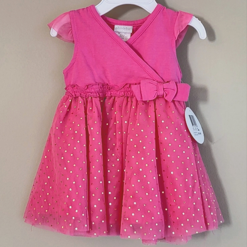 NWT adorable bright pink dress with sheer bottom